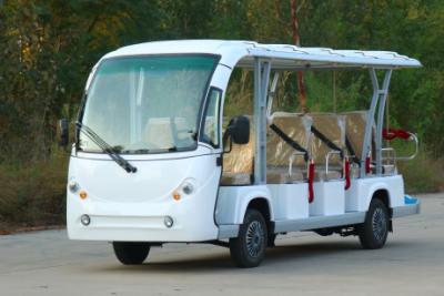 China White Convertible 14 Seater Vintage Cart Sightseeing Bus Three Rows Of Seats 11+3 Seats for sale