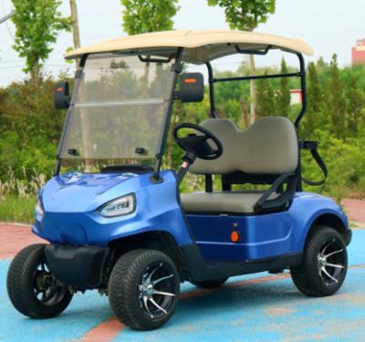 Chine Voiture de golf électrique bleue à 2 places avec moteur de 48 v 4 kW toit durable et sièges confortables Certification CE Droit légal à vendre