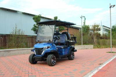 China 2+2-Seater Low-Key Luxury Blue Electric Golf Cart With High Horsepower 14-Inch Off-Road Tires Suitable For Various Scenes Such As Mountains And Beaches for sale