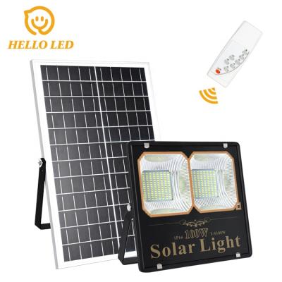 China Factory Wholesale Price 20W 40W 60W 100W 200W Rechargeable Solar LED Flood Light Optical Control + Remote Controller Factory for sale