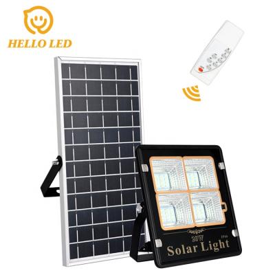 China Optical Control + Remote Controller Die Cast Aluminum 20W 40W 60W 100W LED Solar Flood Light for sale