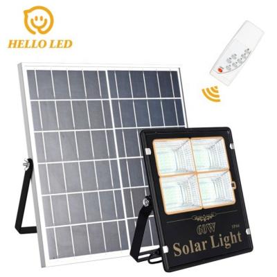 China Optical Control + Remote Controller 20W 40W 60W 100W High Quality Solar LED Flood Light for sale