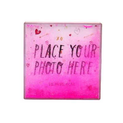 China Home Decoration Family Block Picture Frame Clear Liquid Glitter Photo Frame With Water And Glitter for sale