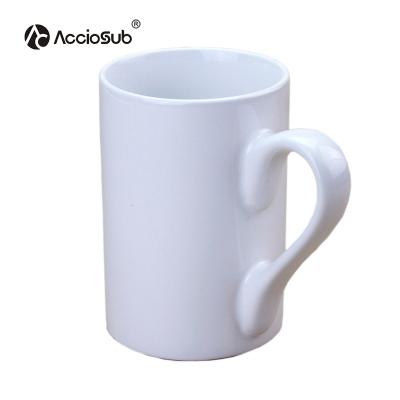 China AccioSub Sustainable Top 10oz Wholesale Grade Customized Gift White Handle Mugs Coating Printing Sublimation White Ceramic Coffee Mugs for sale