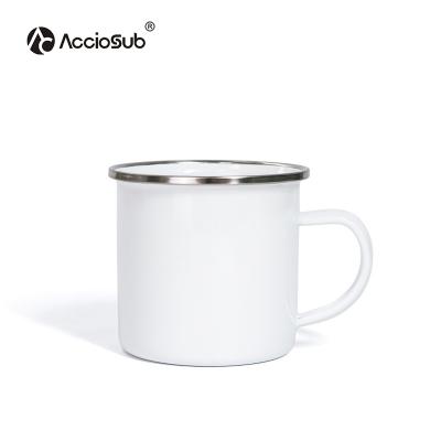 China Viable AccioSub 350ML Photo Printing Heat Transfer Travel Enamel Mugs Logo Customized Blanks Sublimation Stainless Steel Coffee Mug for sale