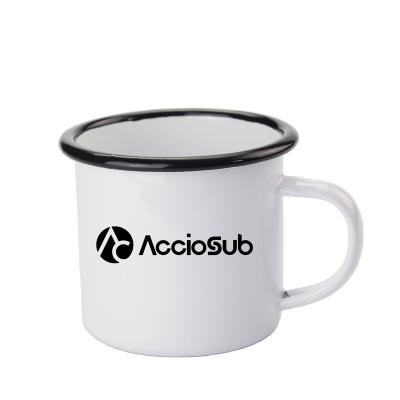 China New Arrival Wholesale Viable High Quality Stainless Steel Enamel Cup Customized Mug Sublimation Black Curly Enamel Mugs for sale