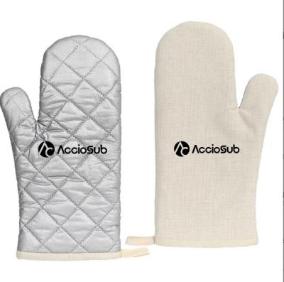 China Modern High Quality Insulation Kitchen Heat Transfer Microwave Mitts Sublimation Heat Resistant White Oven Mitten Baking for sale