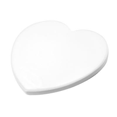 China Wholesale Viable White Ceramic Heat Transfer Coaster Sublimation Blank Heart Shape Ceramic Mug Mat Holder Coasters Dye for sale