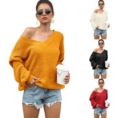 China Anti-wrinkle 2021 autumn and winter women's V-neck pullover sweaters custom logo for sale