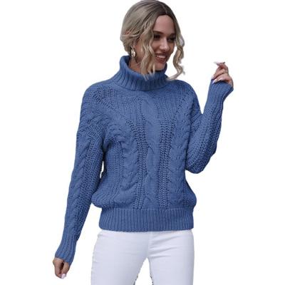 China 2021 Winter Cable Turtle Neck Breathable Trendy Pullovers Knitted Casual Sweater For Women for sale