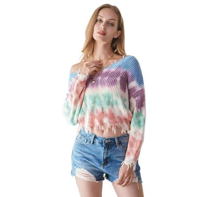 China New Fashion Breathable Women's Clothing Autumn Sweaters Cardigan Crop Top Tie Dye Sweater for sale