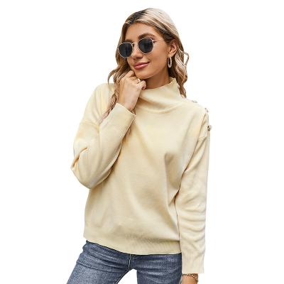 China Breathable Warm Sale Apricot Pullover Collar Sweater Long Sleeve Sweater Women Sweaters for sale