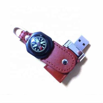 China USB Flash Memory Leather Disk USB Compass Thumb Drive Compass Pen Drive Wholesale for sale