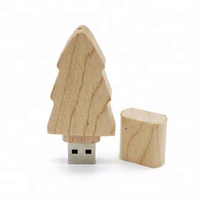 China Eco-friendly Promotional New Gifts Wooden Christmas Tree Wooden Practice Pen Gifts Instruments USB Drive for sale