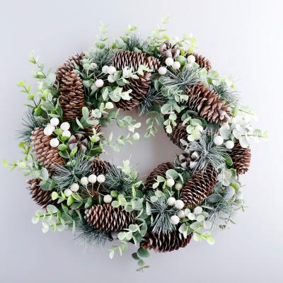 China Christmas Decro Factory Direct Christmas Green Garlands For Front Door Artificial Pine Cone Braids Craft Gift for sale