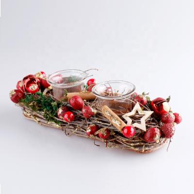 China Factory Home Candle Holder OEM Decoration Christmas Wooden Candle Jars Home Decorative Candles for sale