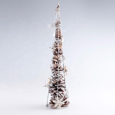 China New Designed Christmas Tree Mini Tabletop Snowing Pinecones Christmas Tree for sale