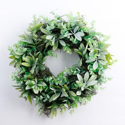 China OEM Artificial Green Leaf Factory Holiday Dried Eucalyptus Garland Preserved Door Garlands For All Seasons Wholesale for sale