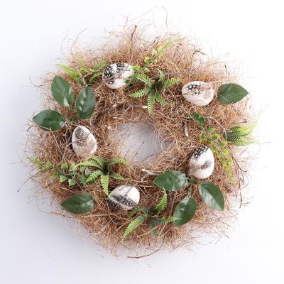 China Factory Good Quality Artificial Easter Egg Wreath Spring Door Leaf Directly Weaves Easter Wall Decoration for sale