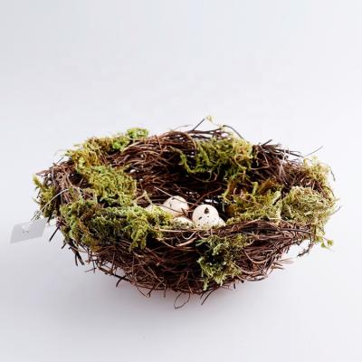 China Natural Moss Bird Nest Decor Easter Ornaments Natural Branch Easter Decorations for sale