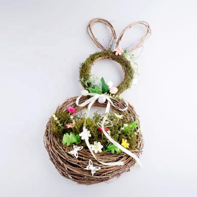 China Hot Sale Festival Decoration Easter Bunny Ornaments Grass Garland and Artificial Flower Garlands QDL200272 for sale