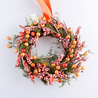 China Natural Orange Twig Berries Wreath Ring Front Door Fall Mini Wreaths for sale