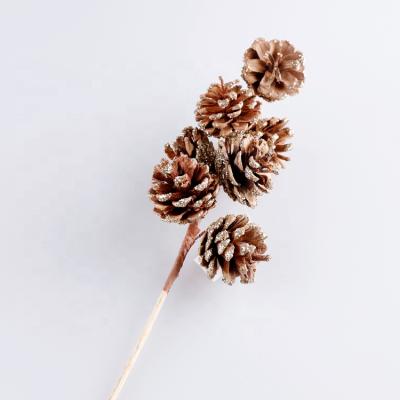 China Champagne Glitter Pine Cone Cuttings Pinecone Cones for sale