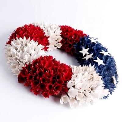 China Quality Size 4th of July Independence Day Garland in Colors Curve Front Door with Wooden Sign Star Garland QDL200790 for sale