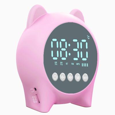 China No Popular Amazon Mini Stereo Wireless Speaker Cute Bear Mirror Clock Speaker For Sale for sale