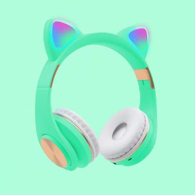 China 2021 Cute Noise and Fashion Cat Ears Earphone BT V5.0 PC Perfect High Quality Mobile Game Led Wireless Headset Metal for sale