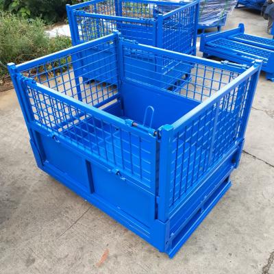 China Corrosion Protection Factory Price Powder Coated Galvanized Collapsible Collapsible Wire Mesh Container Pallet Cage for sale