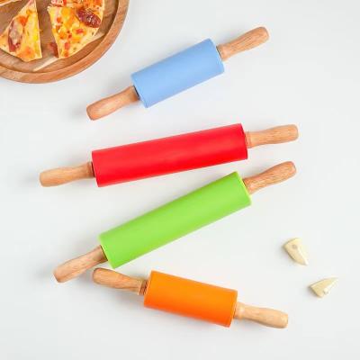 China Wholesale Wooden 5 Inch Mini Small Viable Wooden Pin Kids Silicone Dumpling Christmas Halloween Toys Adjustable Baking Bamboo for sale