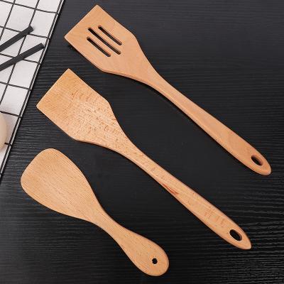 China Sustainable Cheap High Quality Kitchen Utensil 7mm Bamboo Spatula Kitchen Set for sale