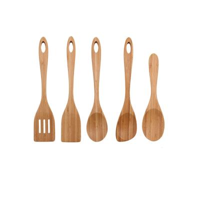 China Viable Natural Materials Kitchen Utensil Tool Kit Bamboo Wooden Spoon Soup Spatula Spoons for sale