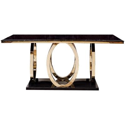 China European Style Rectangular Stainless Steel Natural Marble Top Low Dining Table for sale