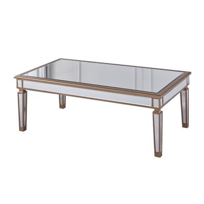 China Wholesale Beveled Mirror Design Cheap Items Mirrored Office Gold Glass Coffee Table for sale