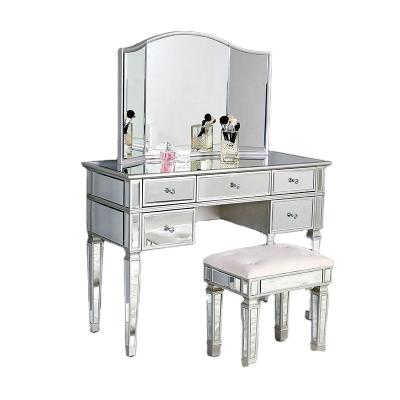 China Mirrored Dresser Dressing Table High End Bedroom Contracted Makeup Dresser 5 Drawer Luxury European Dresser for sale