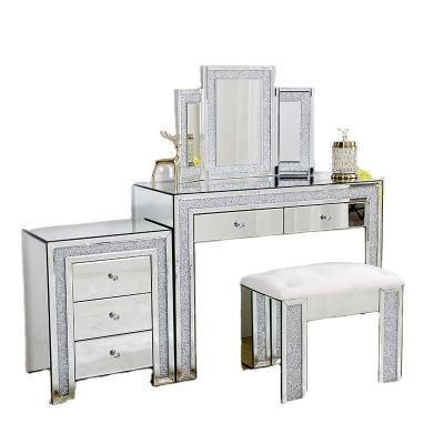 China Foldable Dresser Table Classic Style Bedroom Dressing Table Makeup Dresser 2 Drawer Luxury European Dresser for sale