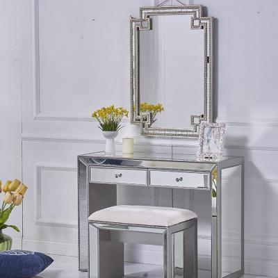 China Custom Modern Mirrored Furniture Vanity Mirror Makeup Vanity Dresser 2 Drawer Dresser for sale