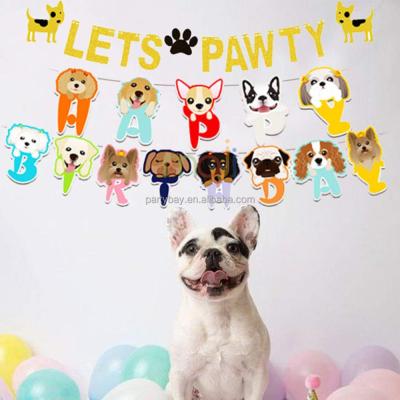 China Durable Christmas Dog Birthday Supplies Include Leaves Pawty Banner and Dog Happy Birthday Banner for sale