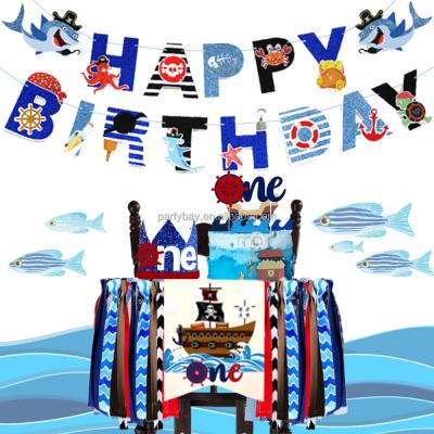 China Durable Ocean Party Holiday Decoration Happy Birthday Banner Christmas Baby Party Supplies Birthday Banner for sale