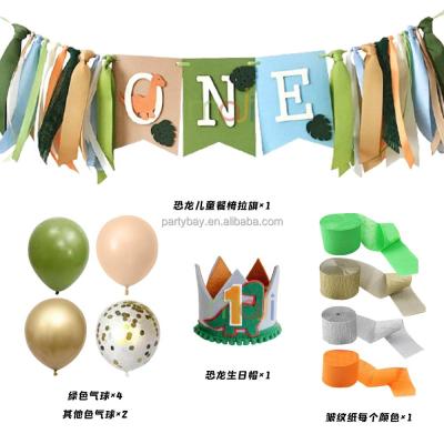 China Wholesale Durable Party Decoration Forest Dinosaur Theme Earth Day Happy Birthday Banner Supplies for sale