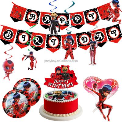 China Durable Hot Sale Ladybug Birthday Party Supplies For Kids Party Decoration Set Tableware Deep Plate for sale