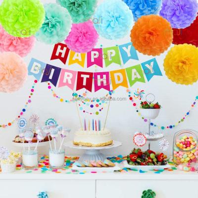 China Durable Birthday Party Decorations Favors Banner with 6 Pack Honeycomb Balls and a Rainbow Paper Garland for sale