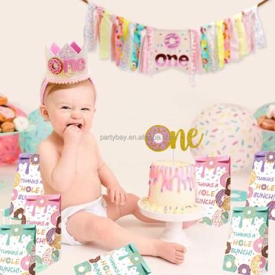 China Durable Baby 1st Birthday Girl Decorations With Crown Baby Decorations Donut Umpire Chair Banner For Girl for sale