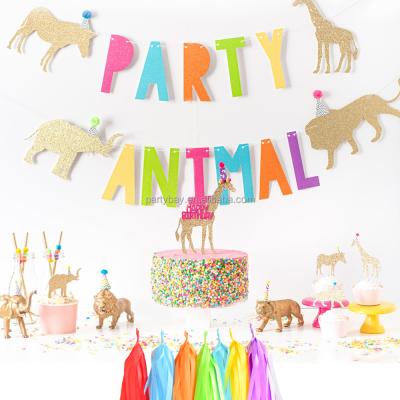 China Durable High Quality Animal Party Decoration Banner Rainbow Tassels Suitable For Baby Birthday for sale