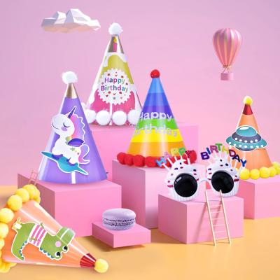 China Fashionable Design Custom Printing Happy Birthday Party Decoration Paper Crown Paper Hat Paper Hat for sale