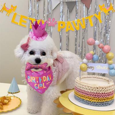 China Durable Dog Birthday Party Decoration Cat and Dog Triangle Scarf Pull Flag Dog Set for sale