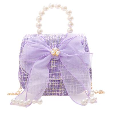 China Four-piece costume girl's cartoon new style small princess small chain bag stylish children's cross - body bag pearl bow purse child handbags for sale