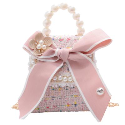 China Four-piece costume girl's cartoon new style small princess small chain bag stylish children's cross - body bag pearl bow flower purse child handbags for sale